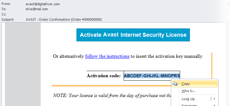 Avast Internet Security Final Licence Avastlic 2038